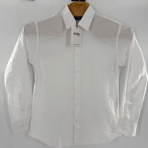 Icon Amsterdam Mens White Long Sleeve Button Down Dress Shirt Size Medium NWT